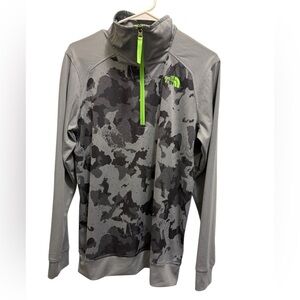 The North Face Gray and Black Camo Quarter-Zip Pullover